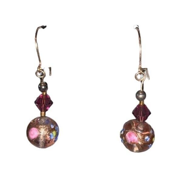 Unique Elegant Earrings Gold and Multicolored Beads - Picture 9 of 10